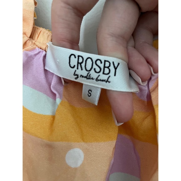 Crosby‎ by Mollie Burch Otto Dress African Sunset Size Small Polka Dot Ruffle - Picture 5 of 9